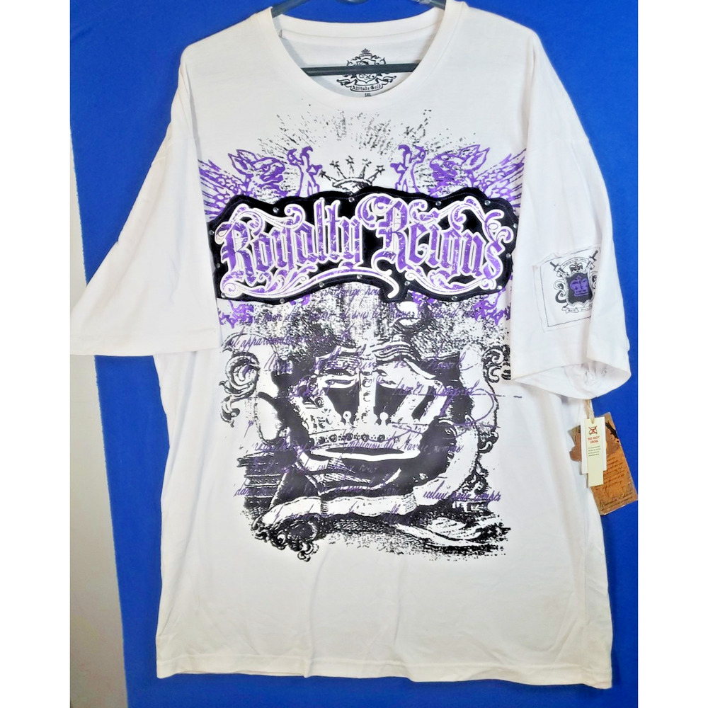 Attitude Gold Royalty Reigns White T-Shirt Men's 3XL White Crown Graphic New